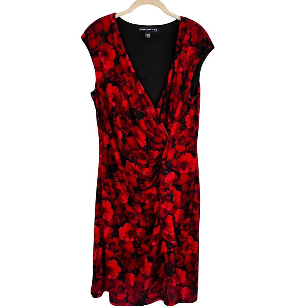 Colorful Floral Dress Red 16 Romantic Roses Vampire Whimsical Work Career Chic